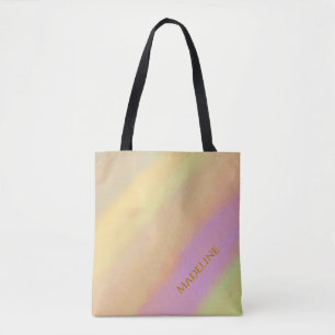 Tote Bag Motif aquarelle de barbe à papa nom personnalisé