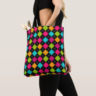 Tote Bag Motif Argyle Coloré