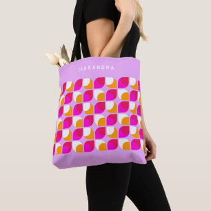 Tote Bag Motif artistique rétro personnalisé rose orange d'