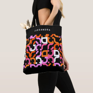 Tote Bag Motif artistique rétro personnalisé rose violet or