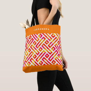 Tote Bag Motif artistique rétro personnalisé rouge rose ora