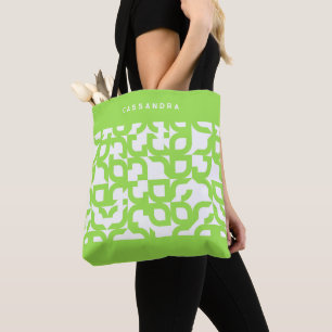 Tote Bag Motif artistique rétro vert citron personnalisé po