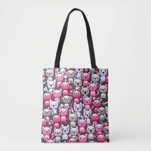 Tote Bag motif avec les chats mignons 2 de griffonnage de