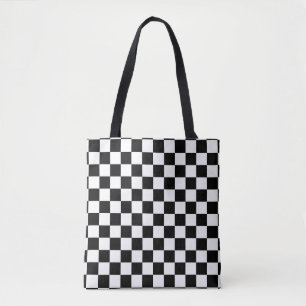 Tote Bag Motif blanc de noir classique de damier