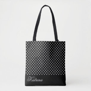 Tote Bag Motif blanc noir élégant de polka personnalisé