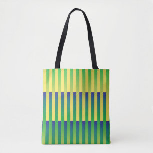 Tote Bag Motif bleu jaune vert rayé