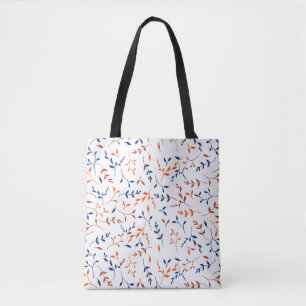 Tote Bag Motif botanique à feuilles orange marine Ditsy