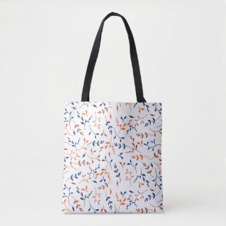 Tote Bag Motif botanique à feuilles orange marine Ditsy