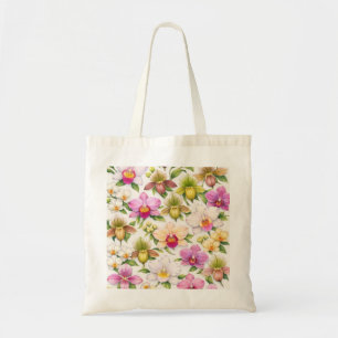 Tote Bag Motif botanique floral d'orchidées mixtes élégant
