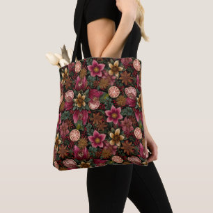Tote Bag Motif botanique floral et épices de Noël