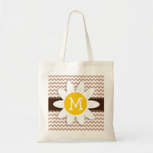 Tote Bag Motif Brown de Chevron ; Marguerite