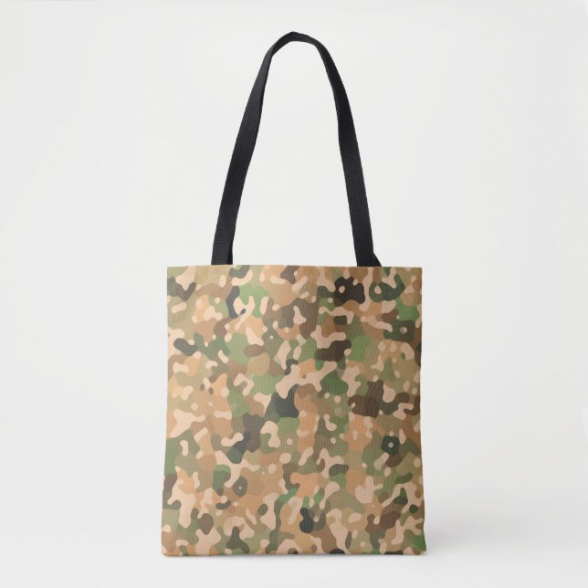 Tote Bag Motif Camo - Vert Orange Brown Noir (Devant)