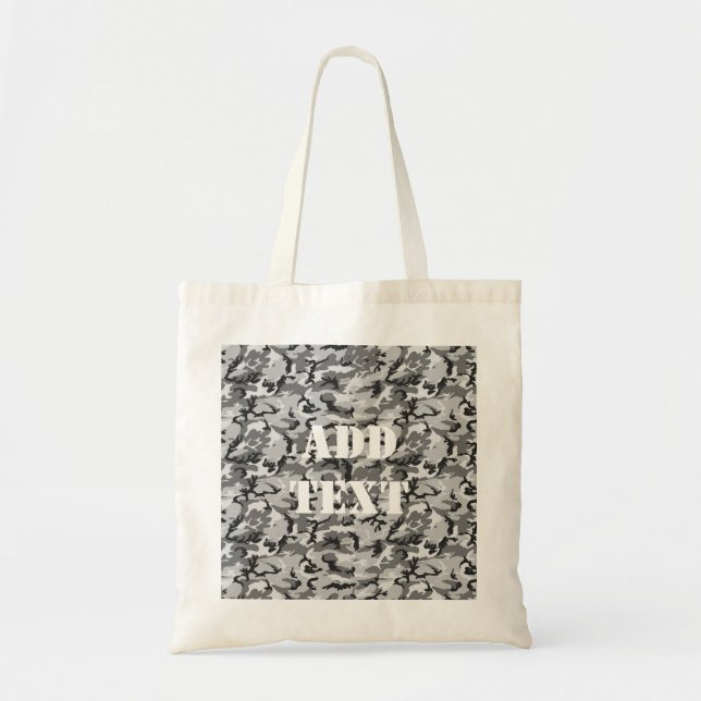 Tote Bag Motif Camouflage urbain - Noir & Gris (Devant)