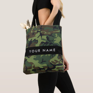 Tote Bag Motif Camouflage Vert, Votre nom, Personnaliser