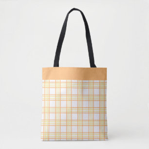 Tote Bag Motif carreaux orange jaune pré élégant moderne
