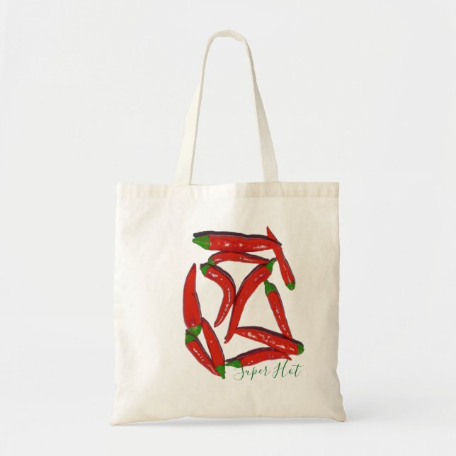 Tote Bag Motif chaud de poivrons de piment rouge (Devant)