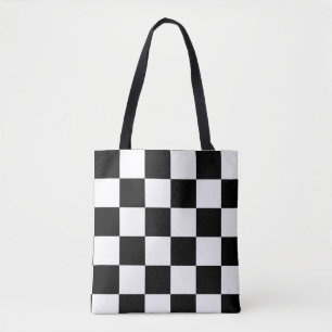 Tote Bag Motif Checkered noir et blanc