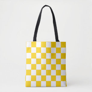 Tote Bag Motif chèque À damiers blanc jaune
