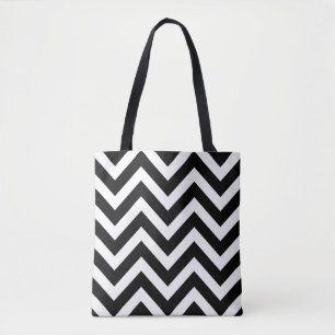 Tote Bag Motif Chevron Stripes noir et blanc