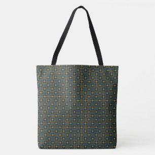Tote Bag Motif Chinois, Cubes Cubes Orangés Pointés