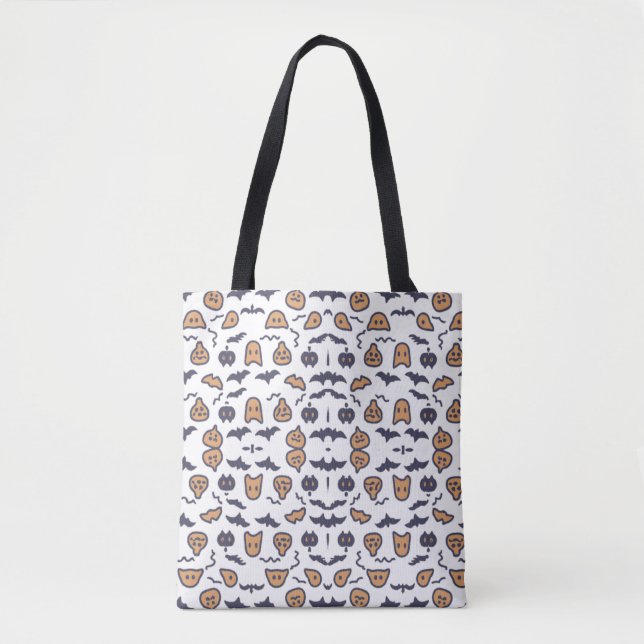 Tote Bag Motif Citrouille de doodle d'Halloween effrayant (Devant)