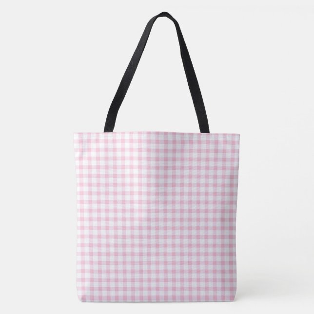 Tote Bag Motif classique Pastel rose En vichy chèque (Devant)