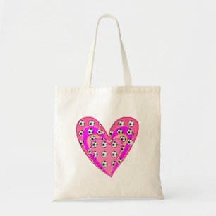 Tote Bag Motif Coeurs Roses Et Boules De Football