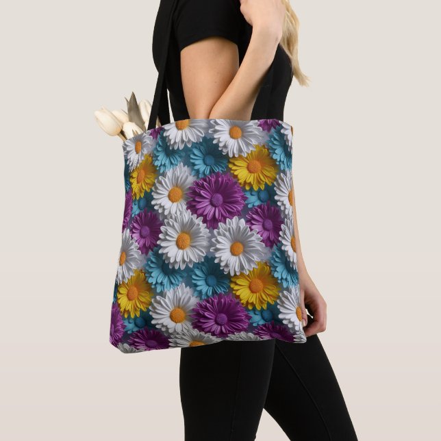 Tote Bag Motif coloré 3D Daisy transparent (De près)