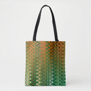 Tote Bag Motif coloré vert orange Zigzag