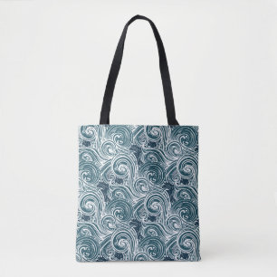 Tote Bag Motif continu des vagues de la mer
