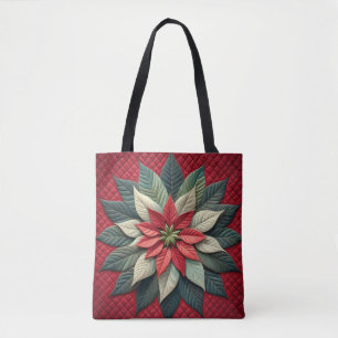 Tote Bag Motif courbé Poinsettia rouge