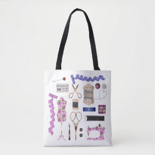 Tote Bag Motif couturier à la machine à coudre