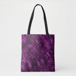 Tote Bag Motif Damask Pailleté Glam Ombre Violet