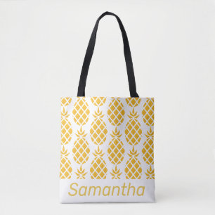 Tote Bag Motif d'ananas géométrique jaune Personnalisé