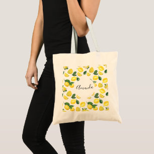 Tote Bag Motif d'aquarelle aux citrons jaunes