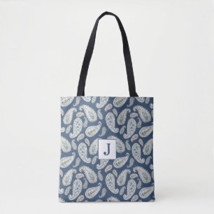 Tote Bag Motif d'aquarelle Blue Paisley
