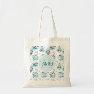 Tote Bag Motif d'aquarelle de la belle baleine nautique