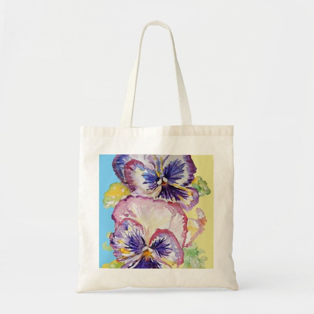 Tote Bag Motif d'aquarelle rose et jaune pâle (Devant)