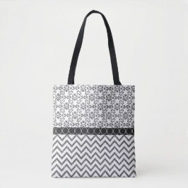 Tote Bag Motif d'argent Zig Zag Motif cadeau pour elle
