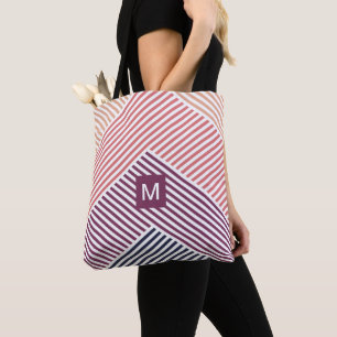 Tote Bag Motif d'art en bande diagonale personnalisé