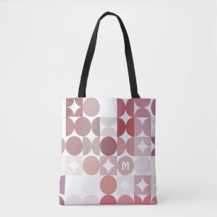 Tote Bag Motif d'art rétro rose pâle personnalisé Mauve Tau