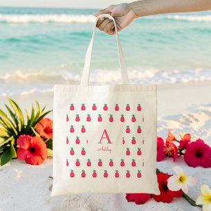 Tote Bag Motif de ananas blanc rose Mignon