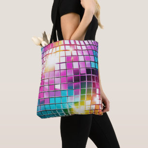 Tote Bag Motif de bal Disco Rose