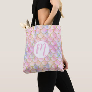 Tote Bag Motif de balance de sirène Pastel Iridescente