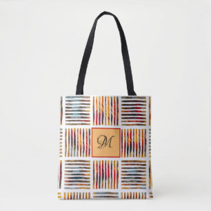 Tote Bag Motif de bande Abstraite géométrique de couleur