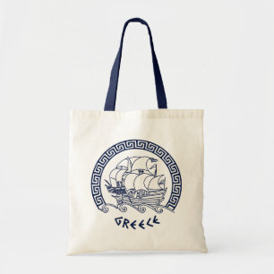 Tote Bag Motif de bateau traditionnel grec à l'intérieur d'