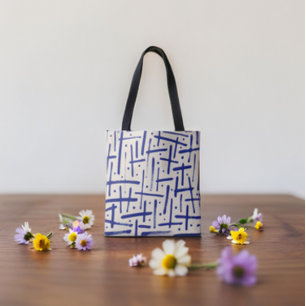Tote Bag Motif de brosses et de points bleus texturés