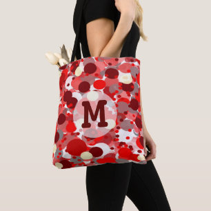 Tote Bag Motif de bulles rouges avec votre monogramme