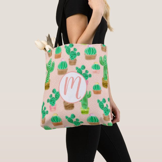 Tote Bag Motif de cactus pointillés (De près)
