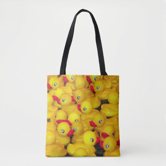 Tote Bag motif de canards en caoutchouc jaune pâle (Devant)